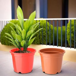 Kuber Industries 2-Pcs Red & Orange-Colored Durable Planters-26