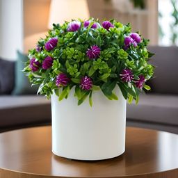 The Better Home Green & Purple Artificial Flower With Pot-10