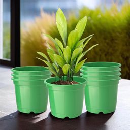 Kuber Industries Set Of 8 Green Planter With Pot-95