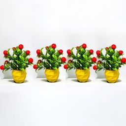 KAAF Yellow & Green 4 Pieces Croton Artificial Plant With Pot-image-6