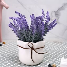TAYHAA Purple & White Lavender Artificial Plant With Ceramic Pot-image-44