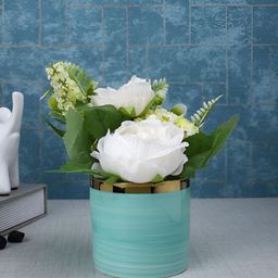 TAYHAA White & Yellow Rose Artificial Flower With Pot-picture-19