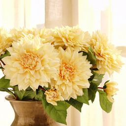 Pure Home and Living Yellow & Green Dahlia Artificial Flower-10