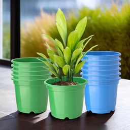 Kuber Industries Set Of 12 Blue & Green Planter With Pot-2