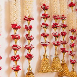 BS AMOR White 6 Pieces Artificial Flower Toran Wall Hanging-42