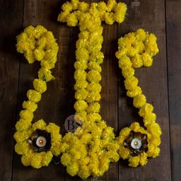 BS AMOR Set of 5 Yellow Textured Artificial Marigold Hanging Flowers-29