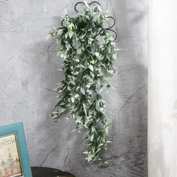 FOLIYAJ Green Artificial White Vine with Metal Wall Stand-90