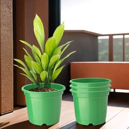 Kuber Industries Set Of 4 Green Planter With Pot-0