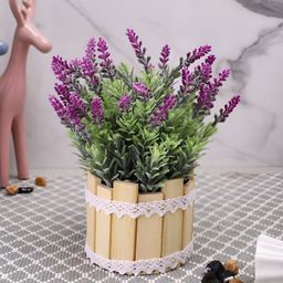 TAYHAA Purple & Green Lavender Artificial Flower With Pot-30