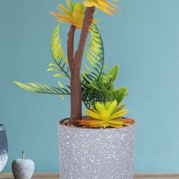 Kuber Industries Yellow & Green Artificial Succulent Plant With Pot-4