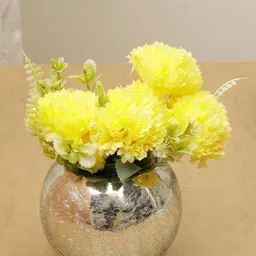 BS AMOR Yellow Dahlia Artificial Flowers With Crackled Glass Vase-image-90