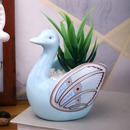 TAYHAA Blue & Green Artificial Plant With Pot-46