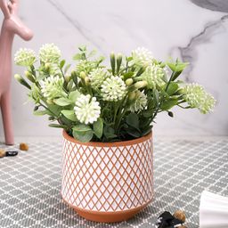 TAYHAA White & Green Bonsai Artificial Plant With Pot-7