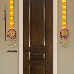 BS AMOR Yellow & Orange 6 Pieces Artificial Marigold Hanging Garlands-image-25