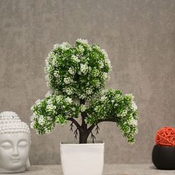 AMFLIX White Artificial Bonsai Plant With Pot-16