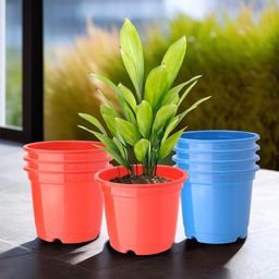 Kuber Industries 8-Pcs Red & Blue Durable Planters-56