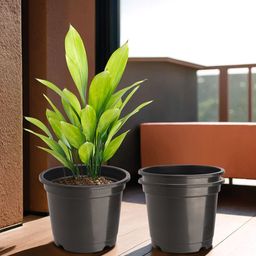 Kuber Industries 3 Pcs Black Lightweight Planters-25
