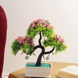 FOLIYAJ Green Bonsai Artificial Plant With Pot-image-84