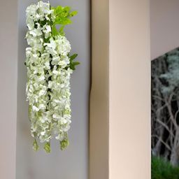 Akaar White 4 Pieces Hanging Artificial Flower With Pot-2