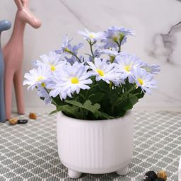 TAYHAA Lavender Coloured & White Daisy Artificial Plant With Pot-0