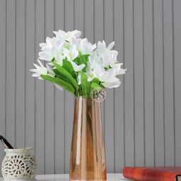 BS AMOR White & Green Artificial Flower With Glass Vase-58