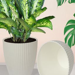 Kuber Industries White & Red 4 Pieces Textured Planters-18