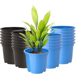 Kuber Industries 24Pc Blue & Black Lightweight Planters-37