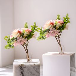 The Better Home Pink 2 Pieces Rose Artificial Plant With Pot-53