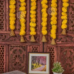 BS AMOR Yellow 6 Pieces Marigold Fluffy Artificial Creeper Bail-49