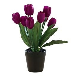 The Better Home Purple & Green Artificial Tulip Flowers With Pot-3