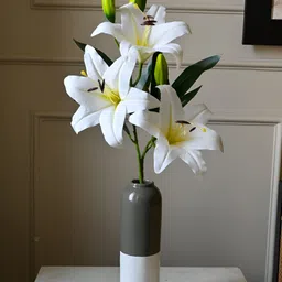 Blooming Floret White Lily Artificial Flower-28