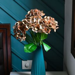 Blooming Floret Brown & Green Hydrangea Artificial Flower With Pot-15