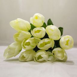 AMFLIX White & Green Artificial Tulip Flowers Bunch-image-89