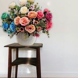 ARTSY Pink Blue 4 Pieces Artificial Rose Flowers Bunch-6