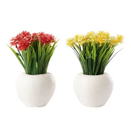 FOLIYAJ Pack of 2 Artificial Plants With Pot image 5