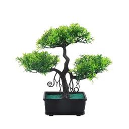 FOLIYAJ Green & Black Artificial Bonsai Tree With Heart Shaped Leaves With Pot image 3