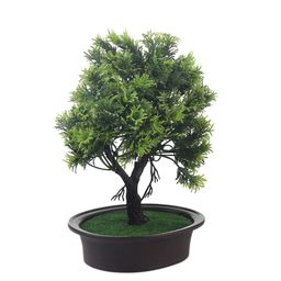 FOLIYAJ Green & Black Artificial Y Shape Bonsai Tree With Leaves image 4