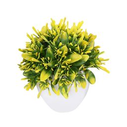 FOLIYAJ Yellow & Green Oar Shaped Leaves With Pot image 4