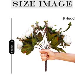 Art Street White Artificial Peony Silk Flowers image 2
