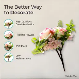 The Better Home Pink Artificial Rose Core With Pot image 3