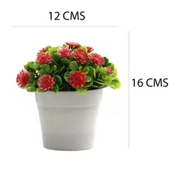 FOLIYAJ Set Of 2 White & Red Gerbas Artificial Plant With Pot image 4