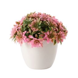 FOLIYAJ Set of 2 Artificial Gerba Flowers and Plants with Pot image 3