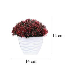 FOLIYAJ Red & White Artificial Plant With Leaves & Pot image 5
