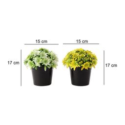 FOLIYAJ Set of 2 Solid Artificial Plants with Pot image 3