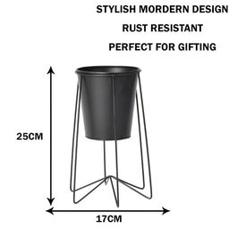 Kuber Industries Black 2 Pcs Planter Stand With Bucket Planter image 4
