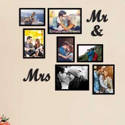 Art Street Set of 7 Black Solid Eco Series Photoframes with Mr. & Mrs. MDF Plaque-30