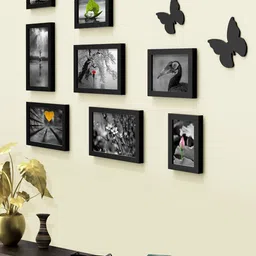 RANDOM Set Of 8 Black Solid Collage Photo Frames With Plaques-52