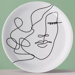 nestroots White & Black Printed Ceramic Wall Plate-25