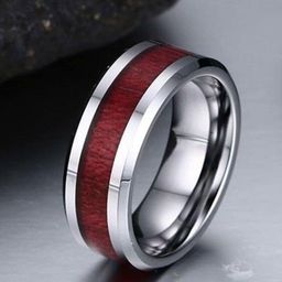 VIEN Men Silver Plated Wood Grain Style Finger Ring-48