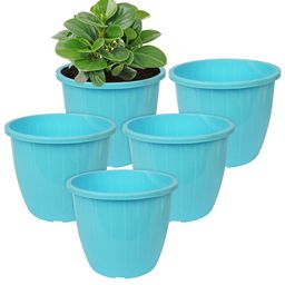 Kuber Industries Blue 5 Pcs Non-Hanging Artificial Flower Pots-68